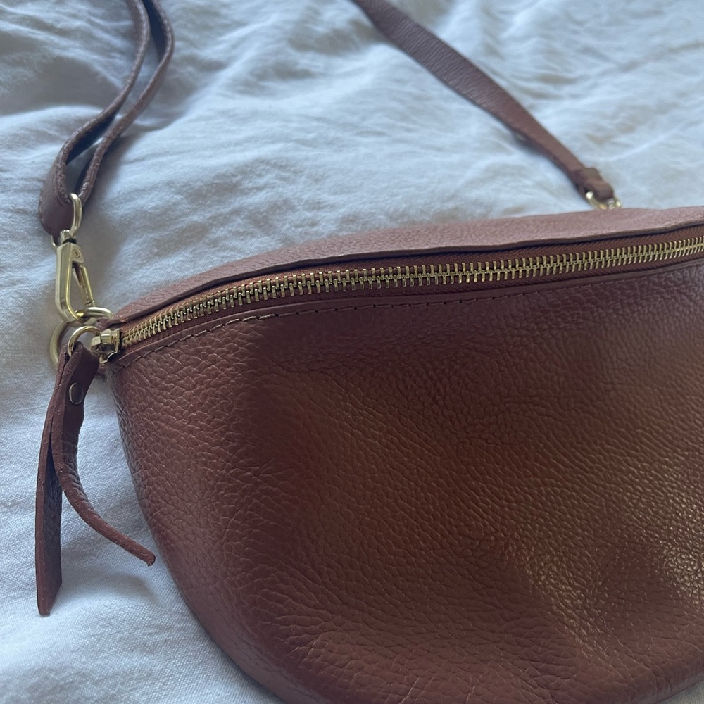 Genuine Leather Crossbody Bag in Brown - Minimalist Women's Shoulder Bag